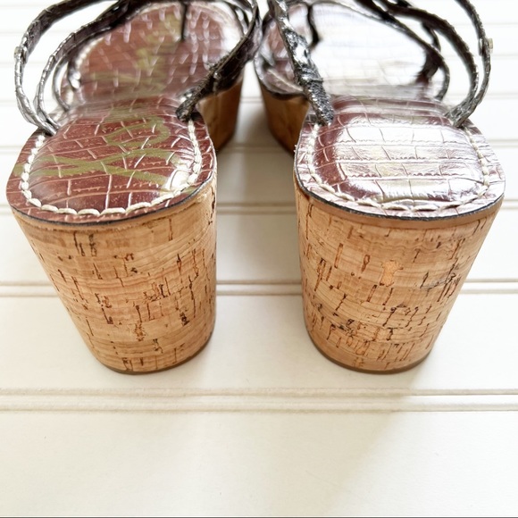 Sam Edelman Reana 3D Metallic Strappy Wedge Sandal - Picture 3 of 5